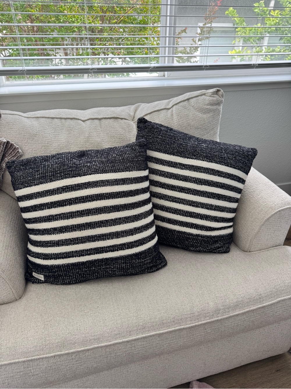 Striped Black and White Throw Pillow Set -